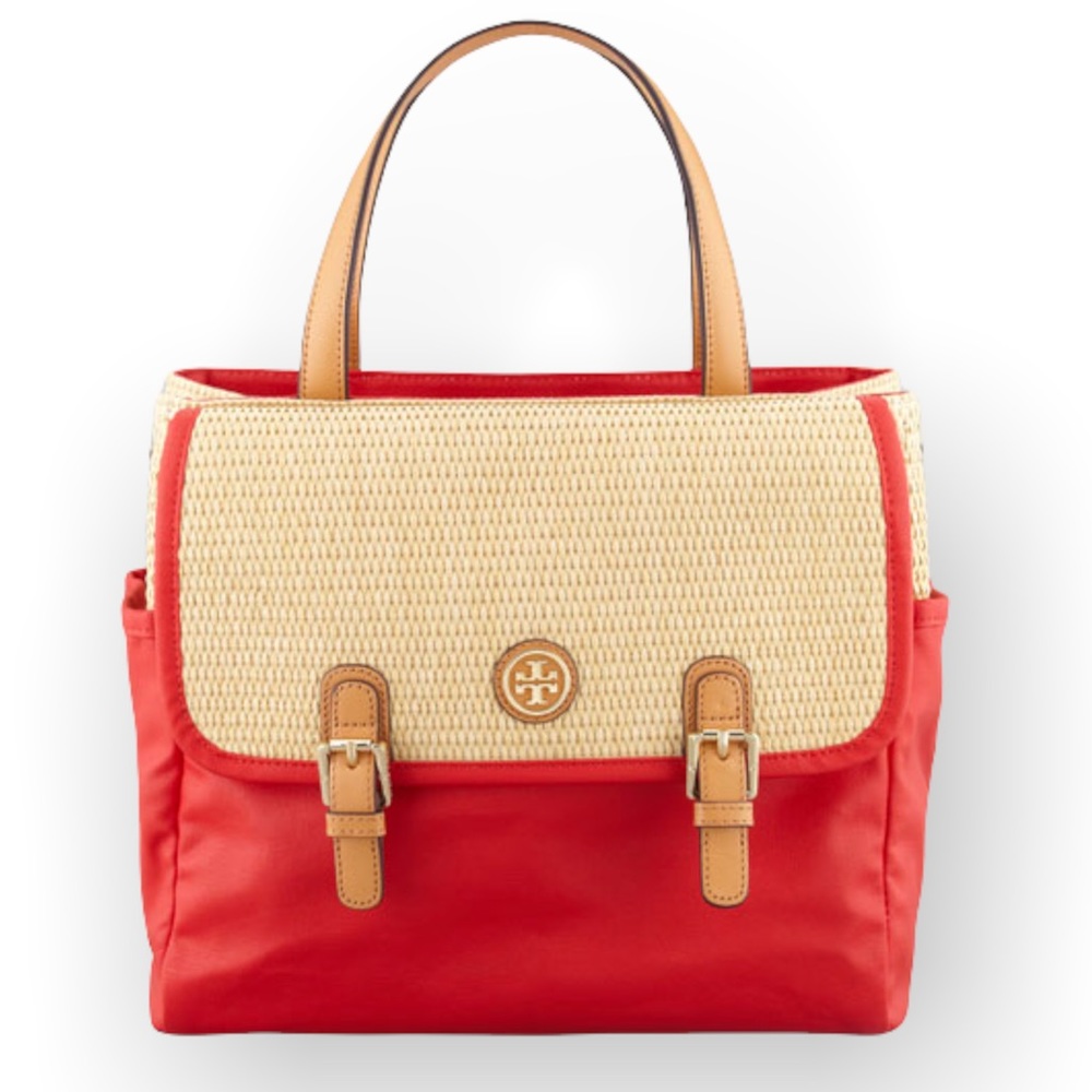 Tory Burch • Pierson  Canvas Beach Tote • Natural/Red